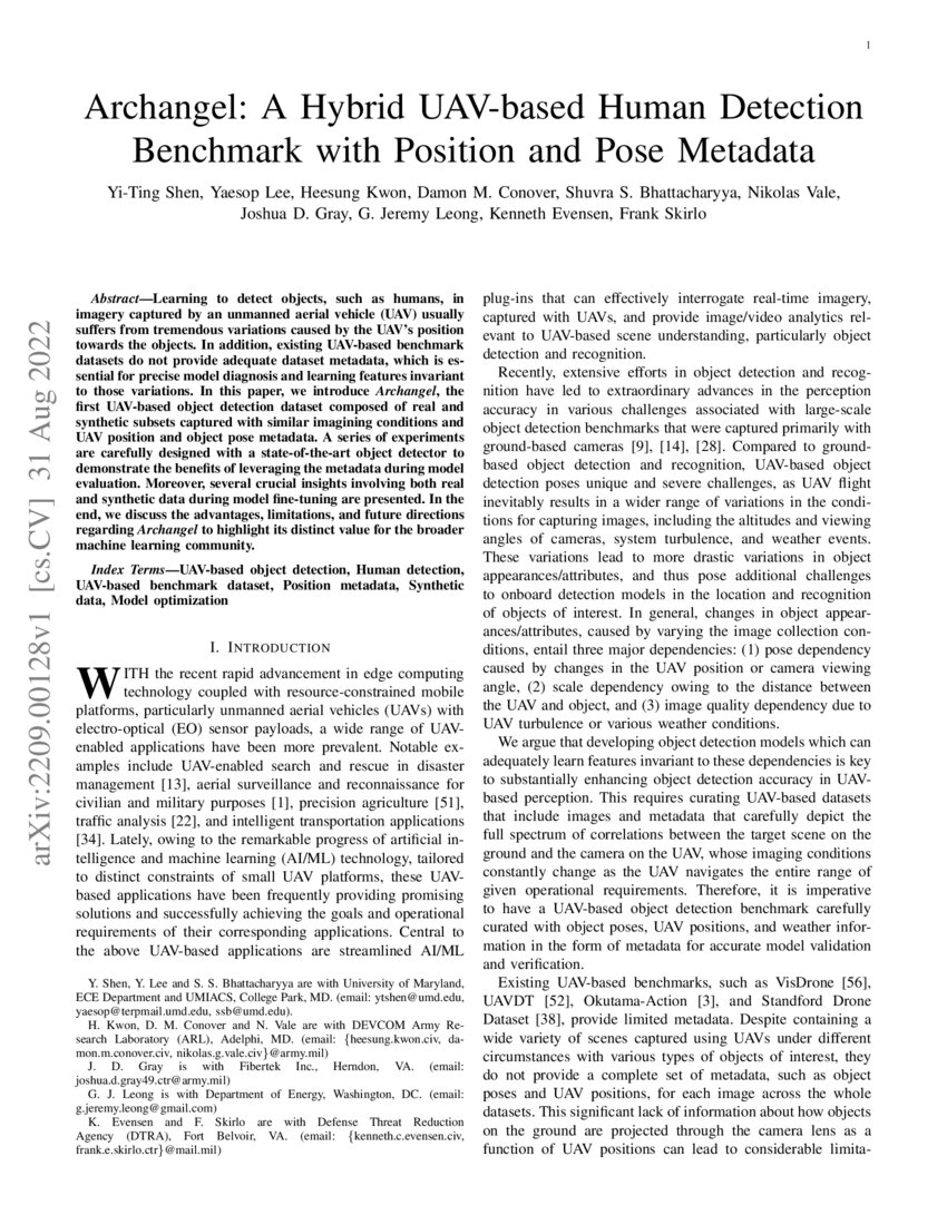 Archangel A Hybrid UAVbased Human Detection Benchmark with Position