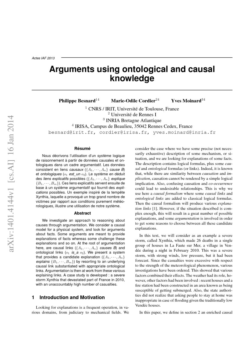 Arguments using ontological and causal knowledge deepai