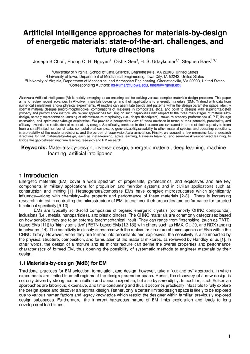 Artificial intelligence approaches for materialsbydesign of energetic materials stateofthe