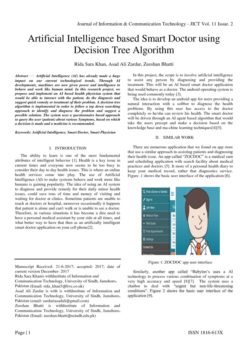 Artificial Intelligence based Smart Doctor using Decision Tree ...
