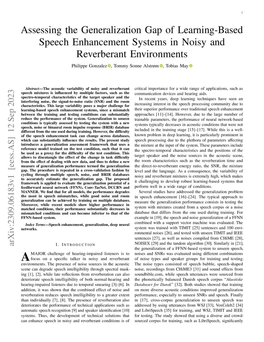 Assessing the Generalization Gap of Learning-Based Speech Enhancement ...