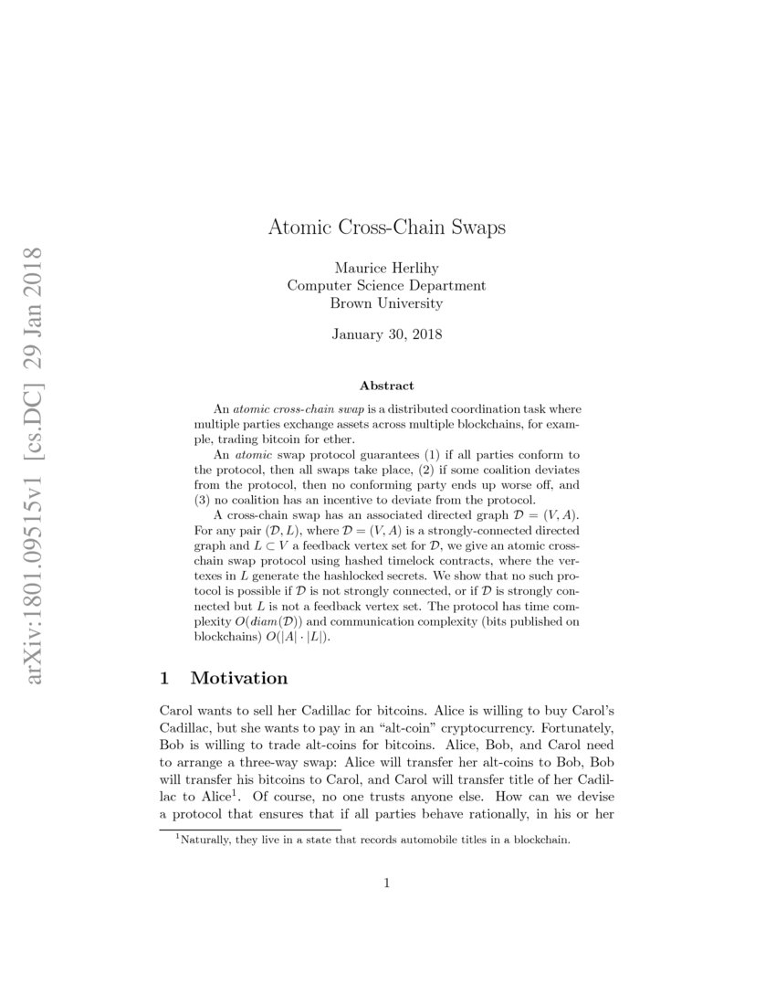 Atomic CrossChain Swaps DeepAI