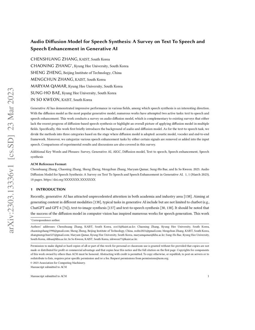 A Survey on Audio Diffusion Models Text To Speech Synthesis and Enhancement in Generative AI