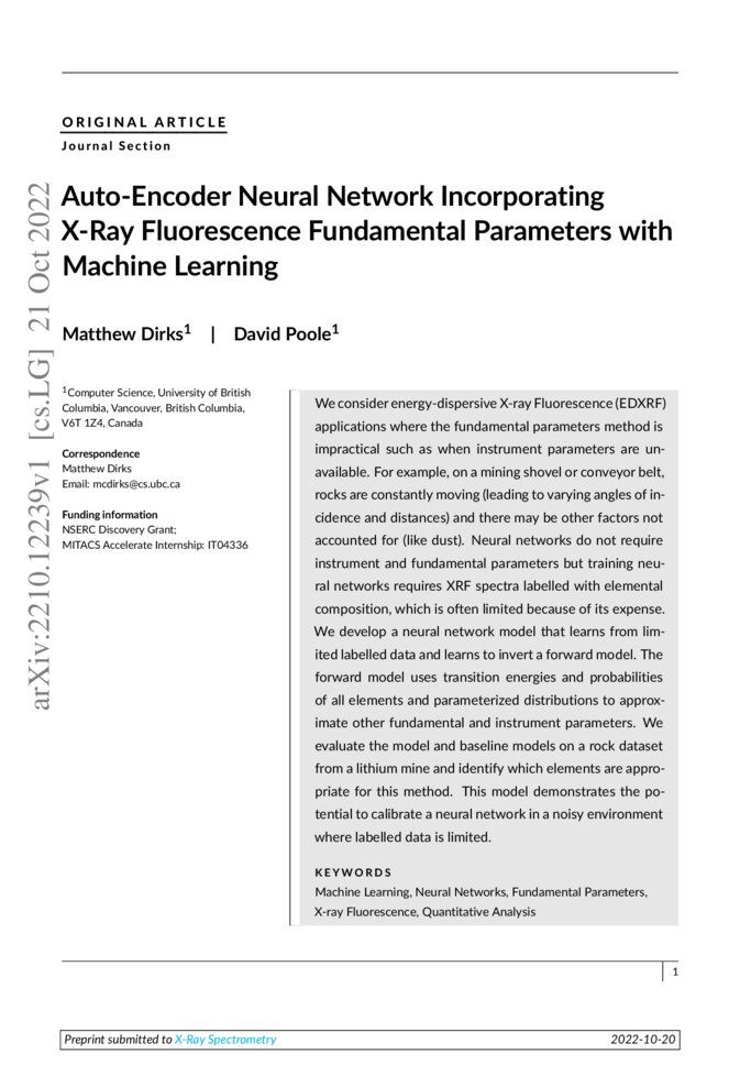 Auto-Encoder Neural Network Incorporating X-Ray Fluorescence ...
