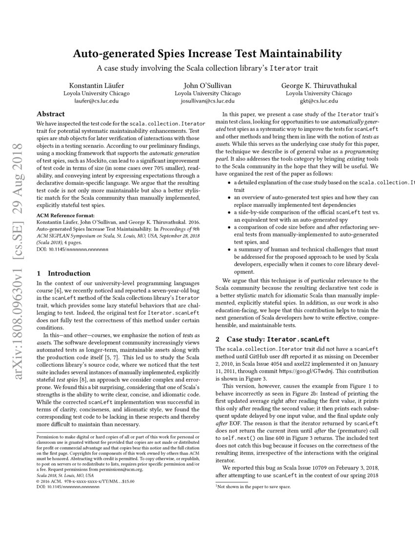 Autogenerated Spies Increase Test Maintainability DeepAI