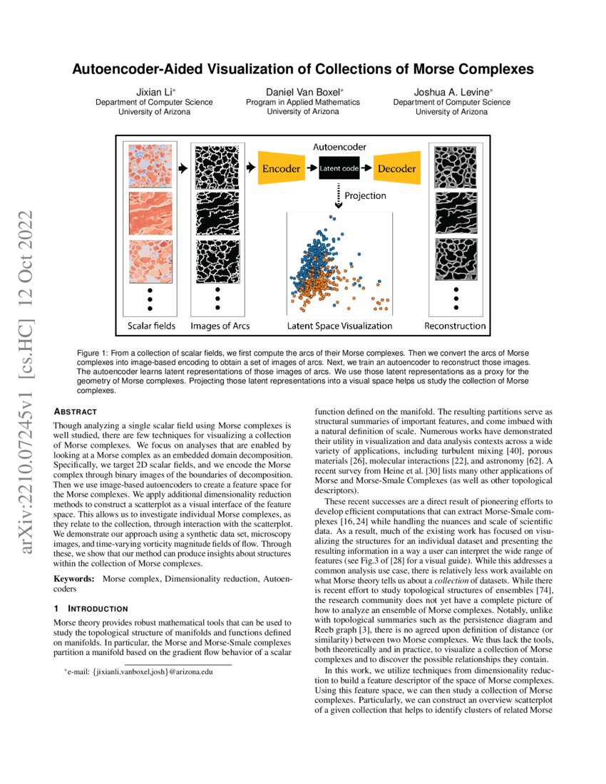 Autoencoder-Aided Visualization of Collections of Morse Complexes | DeepAI