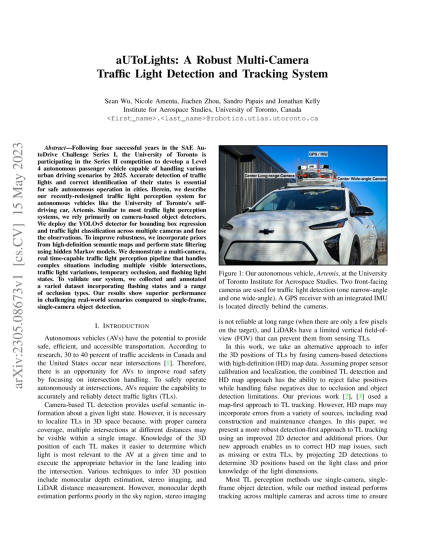 aUToLights: A Robust Multi-Camera Traffic Light Detection and Tracking ...