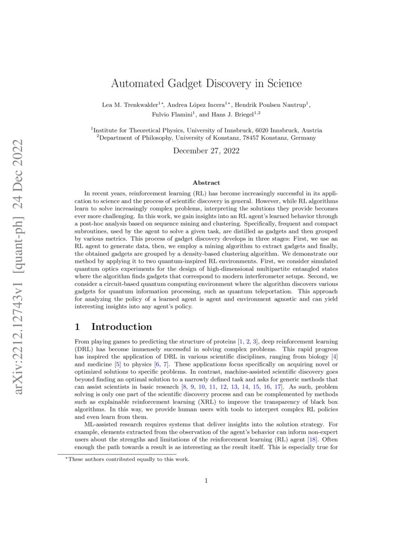 Automated Gadget Discovery in Science | DeepAI