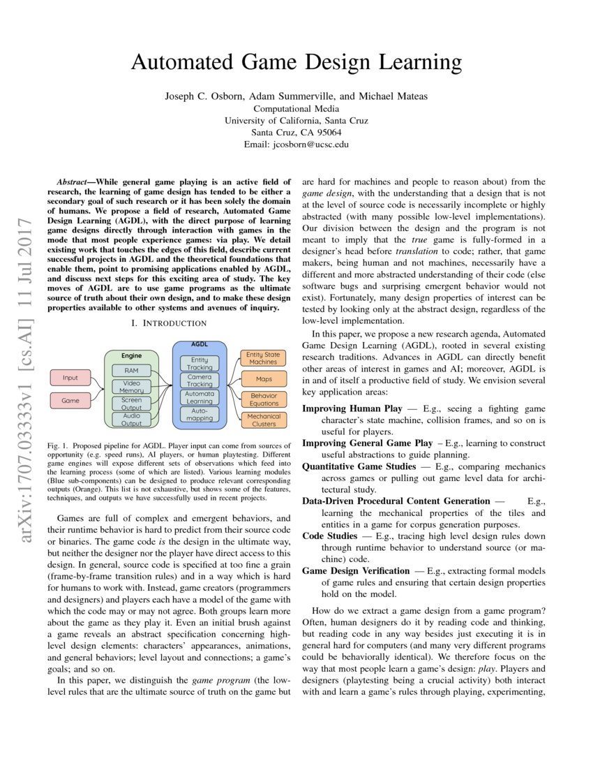 Automated Game Design Learning DeepAI