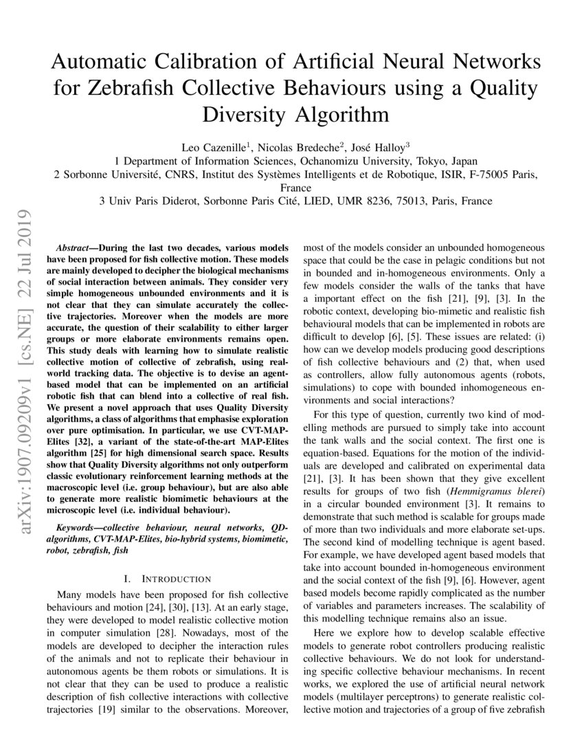 Automatic Calibration of Artificial Neural Networks for Zebrafish