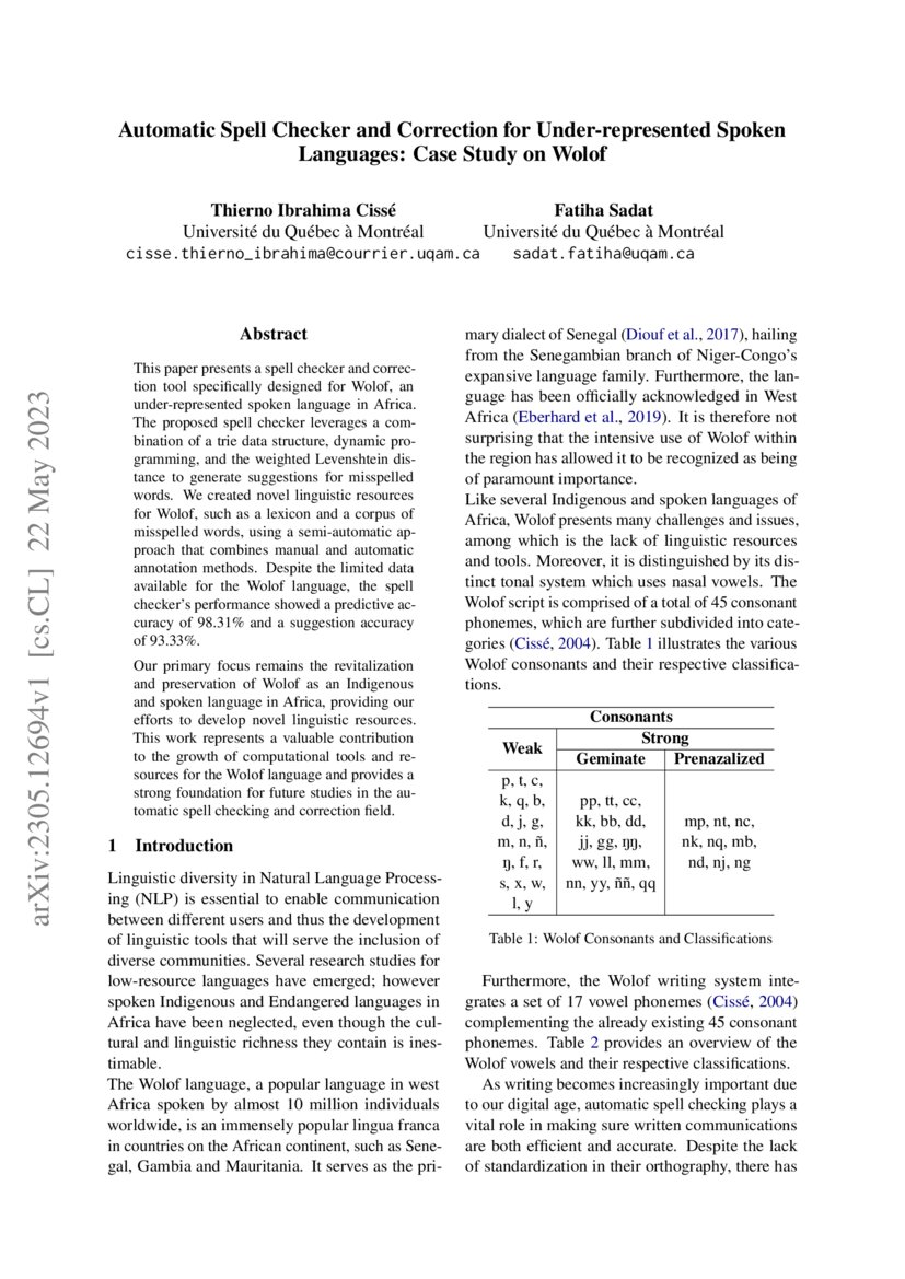 Automatic Spell Checker and Correction for Underrepresented Spoken