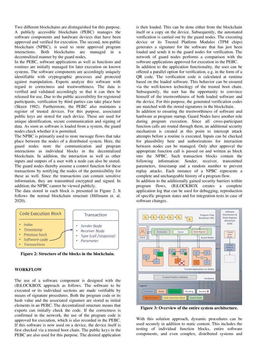 (B)LOCKBOX Secure Software Architecture with Blockchain Verification