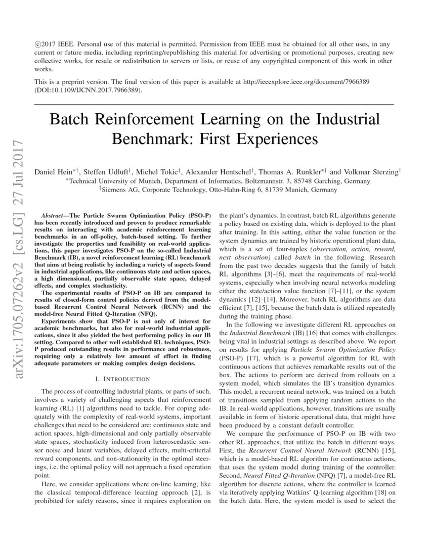 Batch Reinforcement Learning on the Industrial Benchmark: First ...
