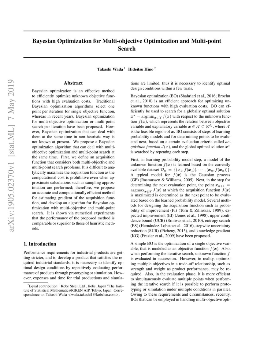 Bayesian Optimization For Multi Objective Optimization And Multi Point Bayesian Optimization For Multi Objective Optimization And Multi Point