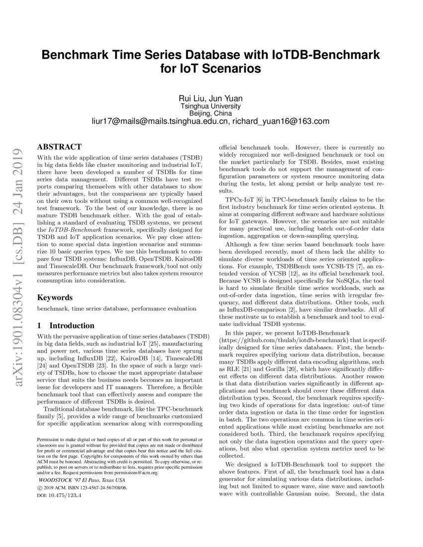 Benchmark Time Series Database with IoTDBBenchmark for IoT Scenarios