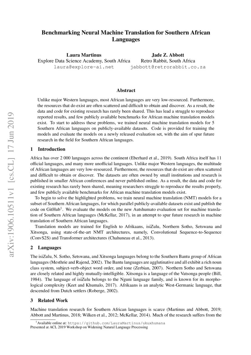 Benchmarking Neural Machine Translation for Southern African Languages