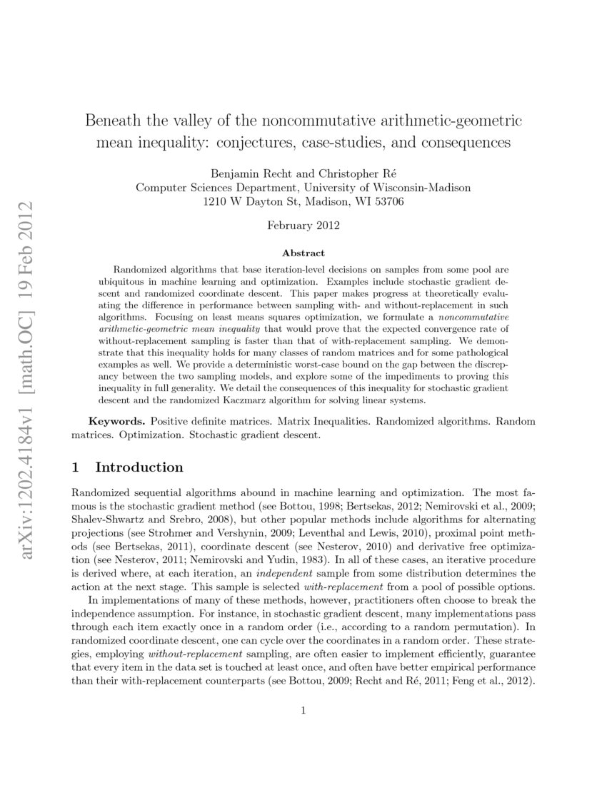 Beneath The Valley Of The Noncommutative Arithmetic geometric Mean Beneath the valley of the noncommutative arithmetic geometric mean