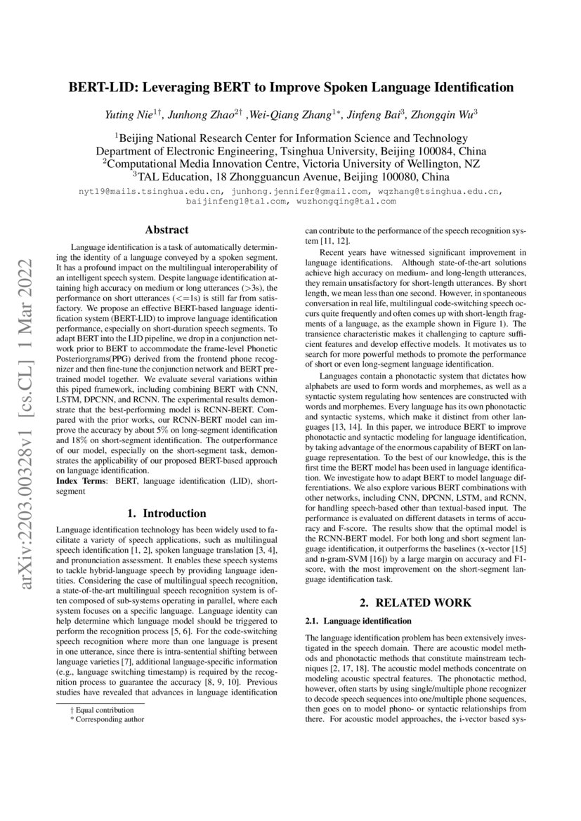BERTLID Leveraging BERT to Improve Spoken Language Identification