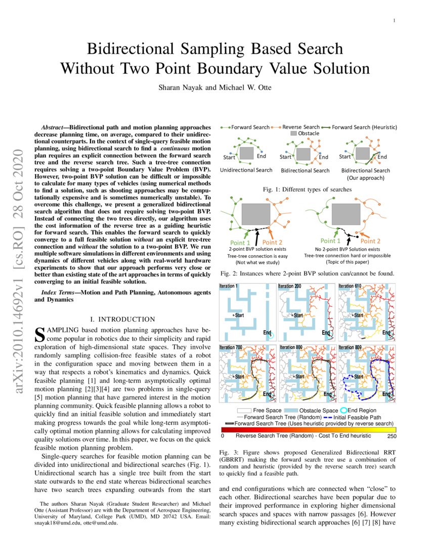 Bidirectional Sampling Based Search Without Two Point Boundary Value ...