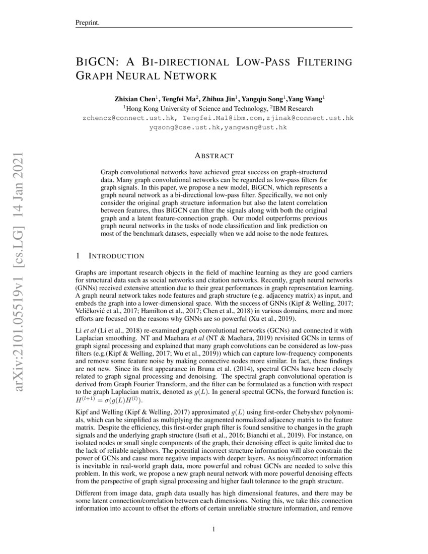 BiGCN A Bidirectional LowPass Filtering Graph Neural Network DeepAI