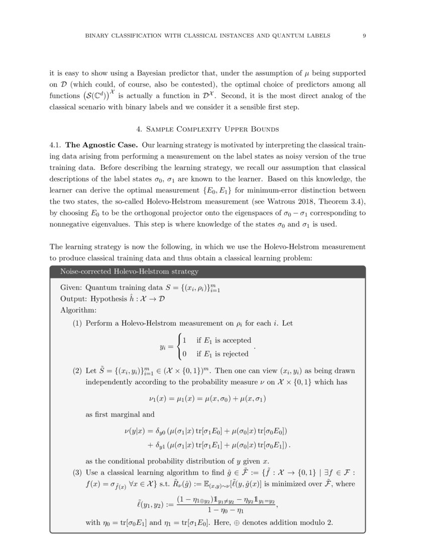 Binary Classification with Classical Instances and Quantum Labels DeepAI