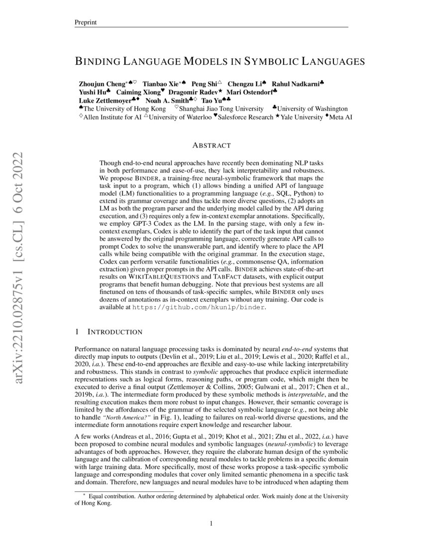 Binding Language Models in Symbolic Languages DeepAI