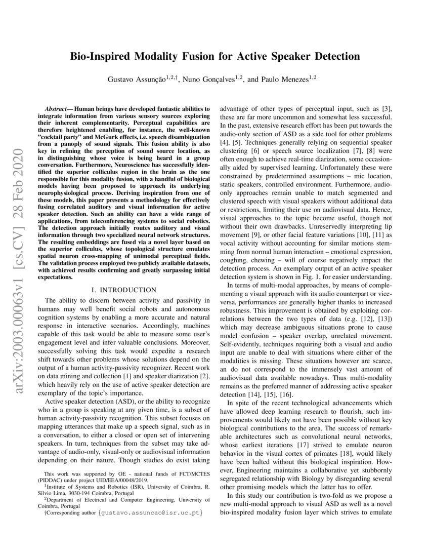 Bio-Inspired Modality Fusion for Active Speaker Detection | DeepAI