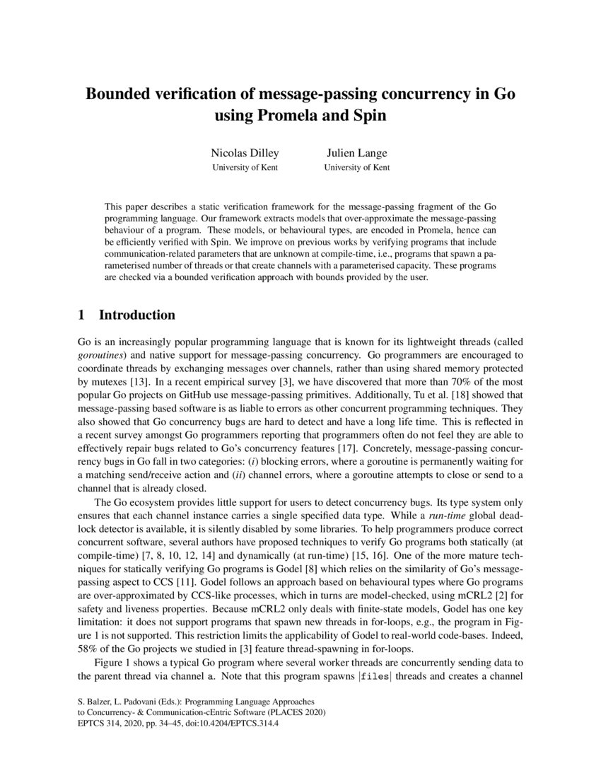 Bounded verification of messagepassing concurrency in Go using Promela