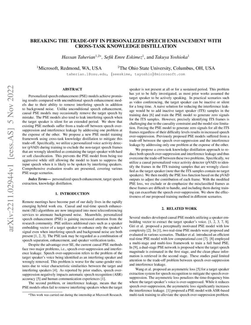 Breaking the tradeoff in personalized speech enhancement with cross