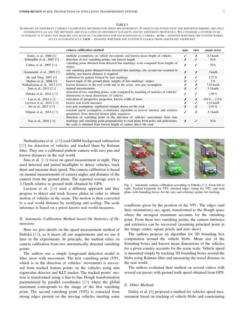 Review of Traffic Camera Calibration and Comprehensive