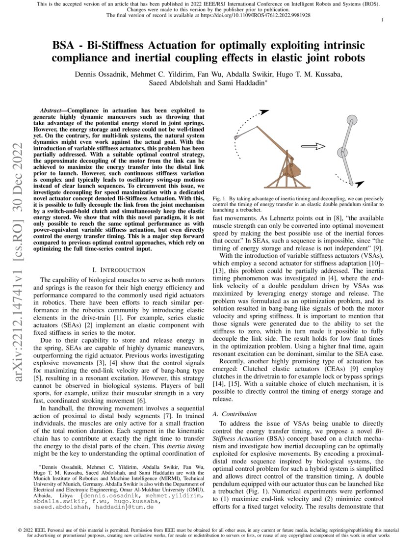 BSA BiStiffness Actuation for optimally exploiting intrinsic