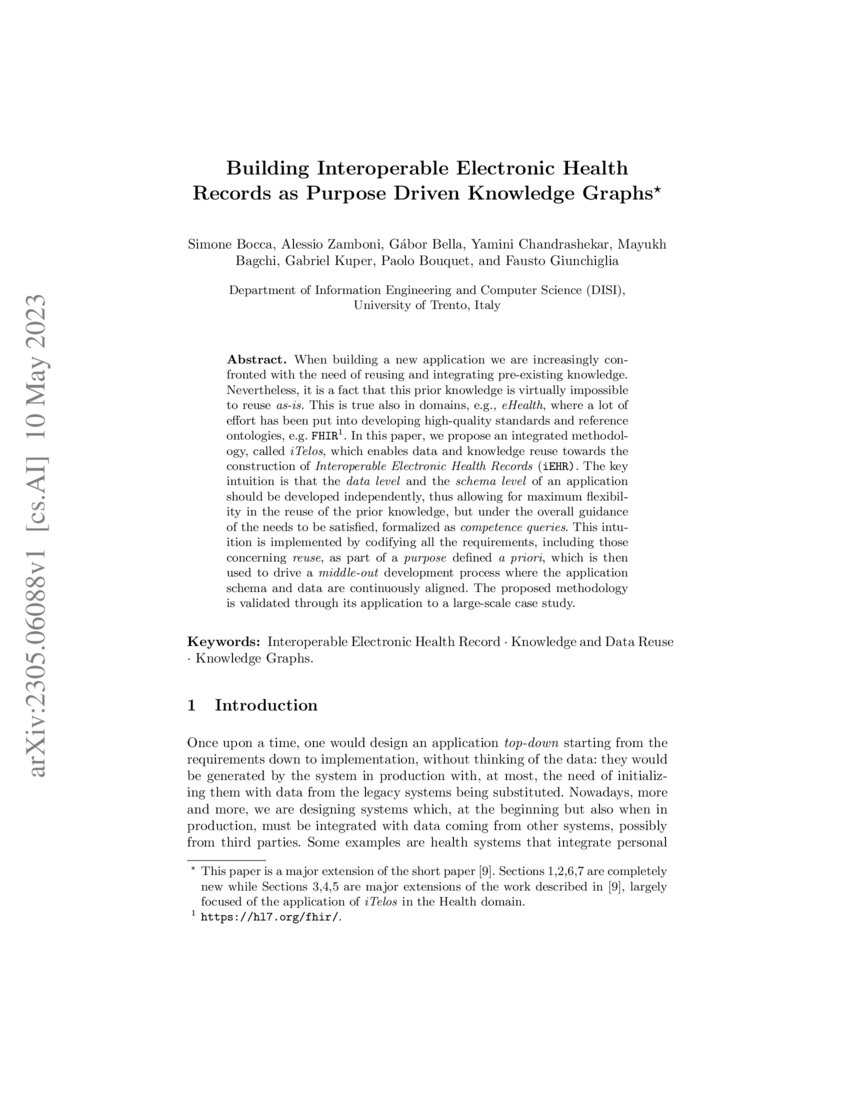 Building Interoperable Electronic Health Records as PurposeDriven