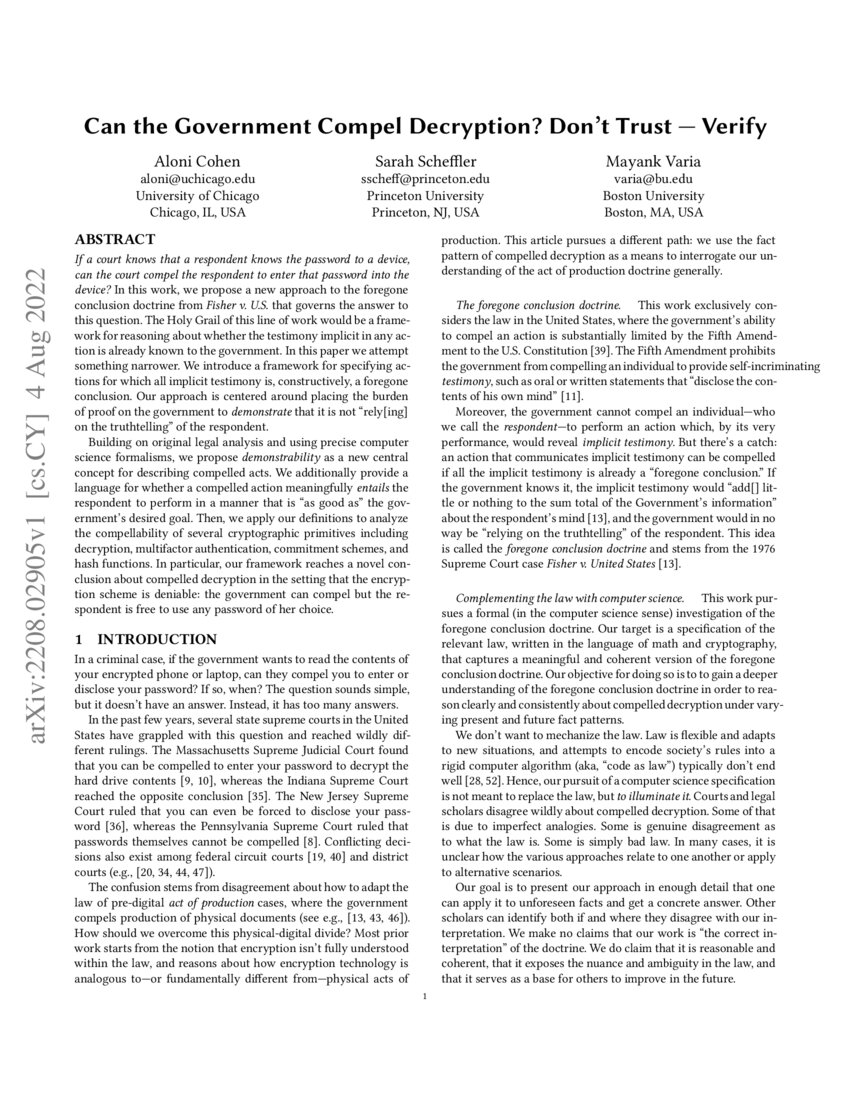 Can The Government Compel Decryption Don t Trust Verify DeepAI