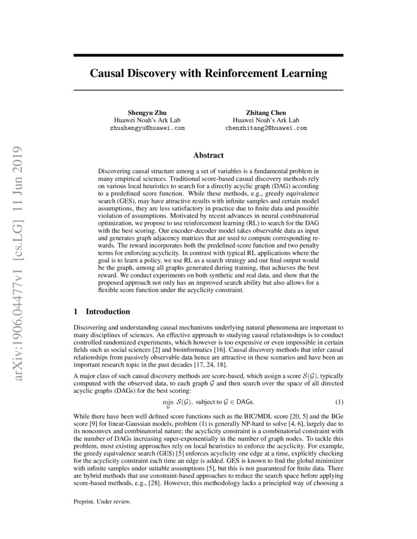 Causal Discovery with Reinforcement Learning | DeepAI