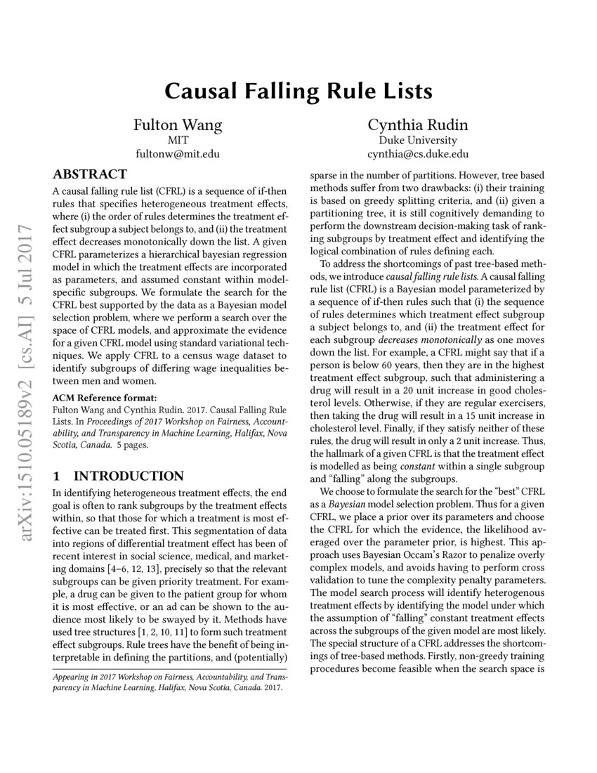 Causal Falling Rule Lists DeepAI