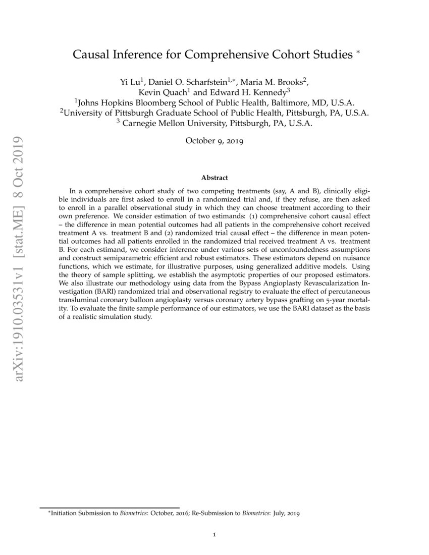 Causal Inference for Comprehensive Cohort Studies DeepAI