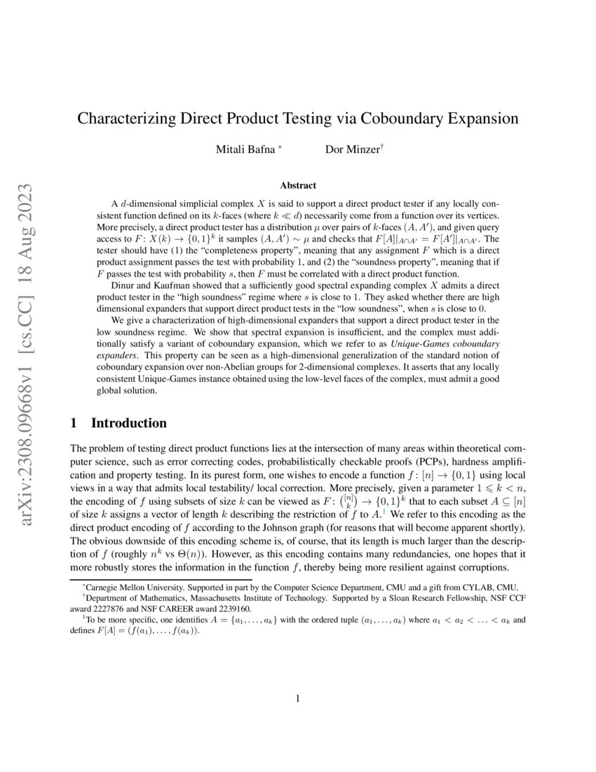 Characterizing Direct Product Testing via Coboundary Expansion DeepAI