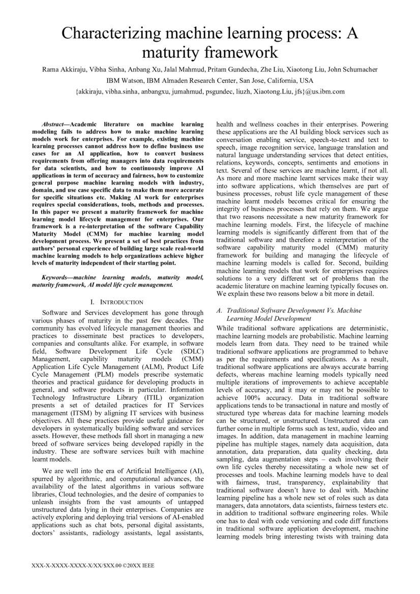 Characterizing machine learning process: A maturity framework | DeepAI