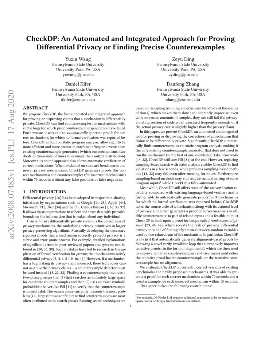 CheckDP An Automated and Integrated Approach for Proving Differential