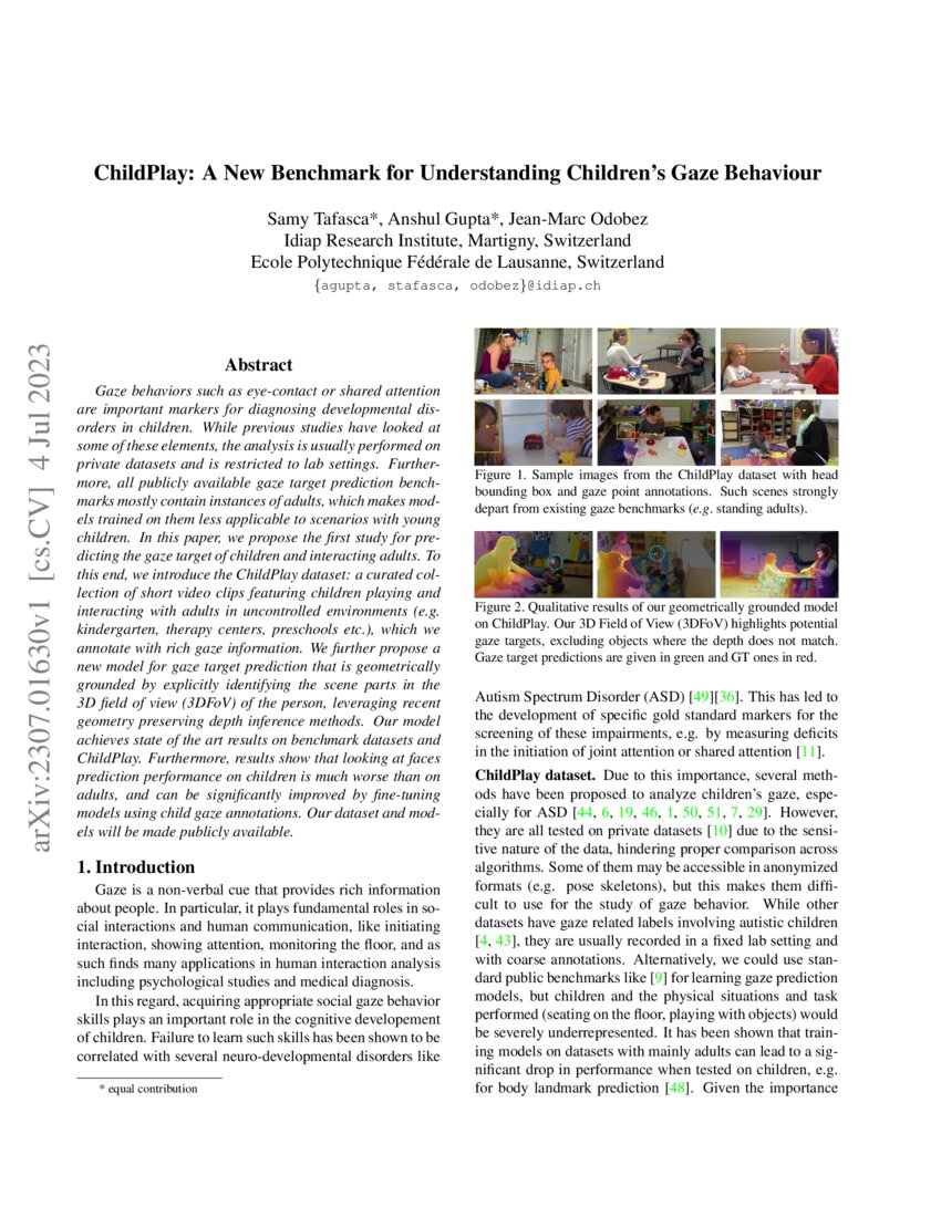 ChildPlay A New Benchmark for Understanding Children's Gaze Behaviour