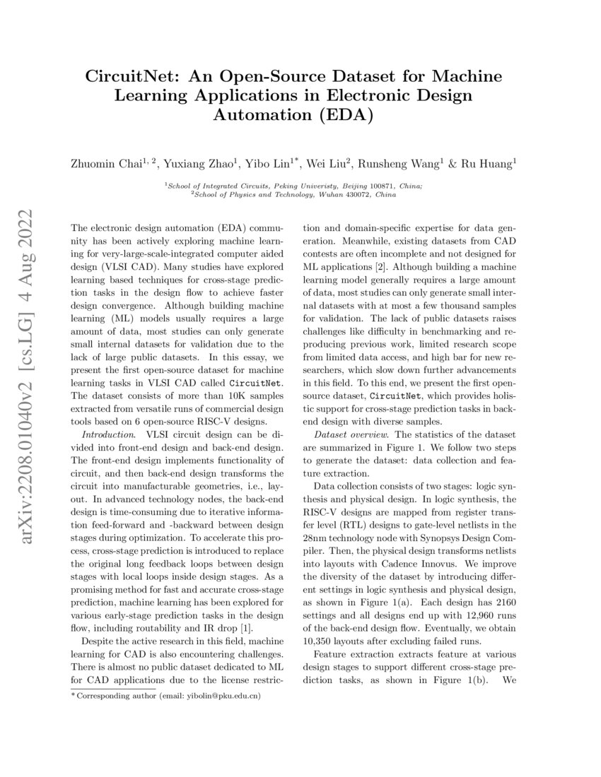 Circuitnet an open source dataset for machine learning applications in