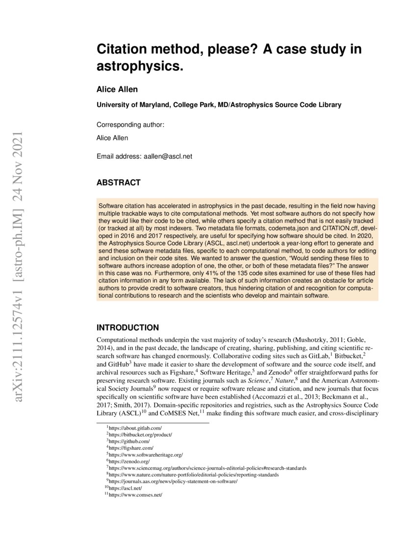 Citation method, please? A case study in astrophysics DeepAI
