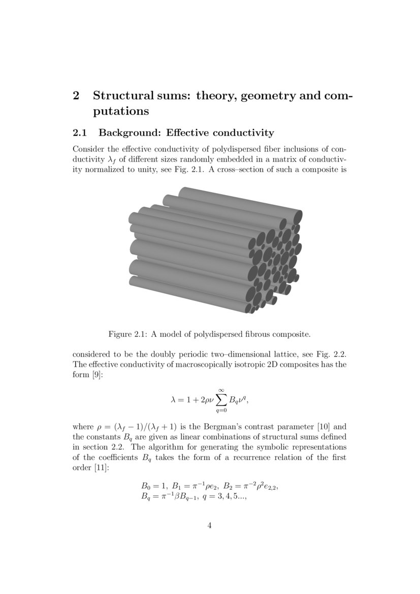 Classifying and analysis of random composites using structural sums
