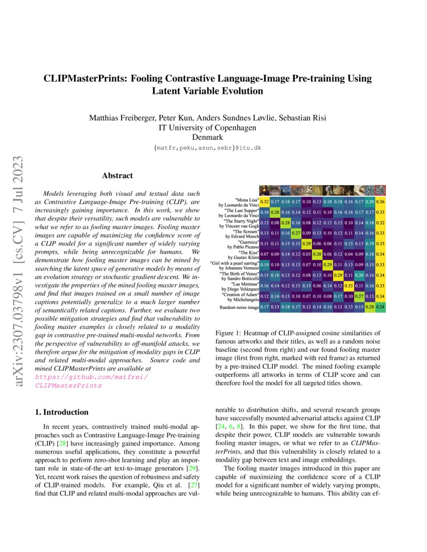 CLIPMasterPrints: Fooling Contrastive Language-Image Pre-training Using ...