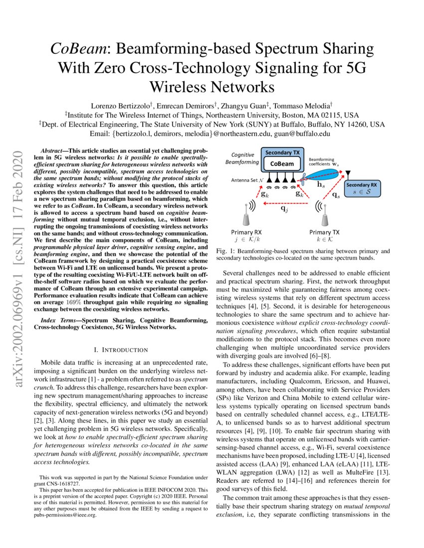 CoBeam Beamformingbased Spectrum Sharing With Zero CrossTechnology