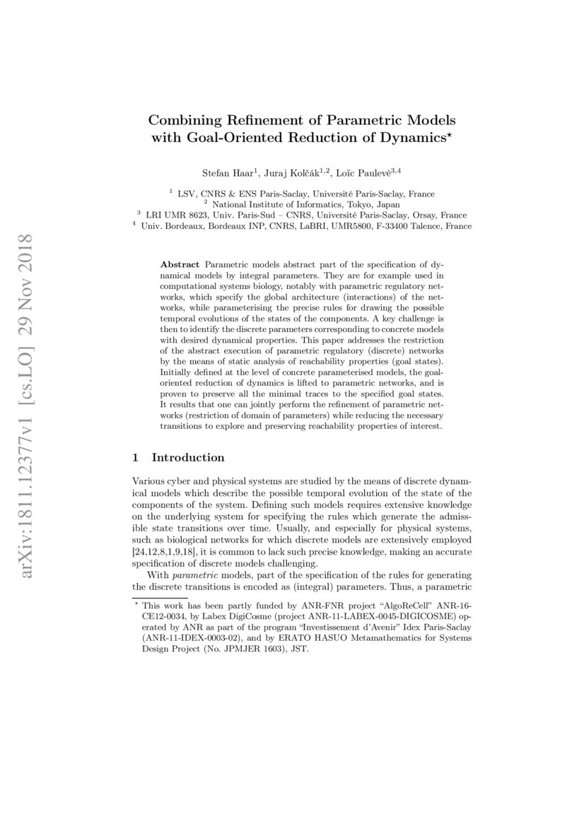 Combining Refinement of Parametric Models with GoalOriented Reduction