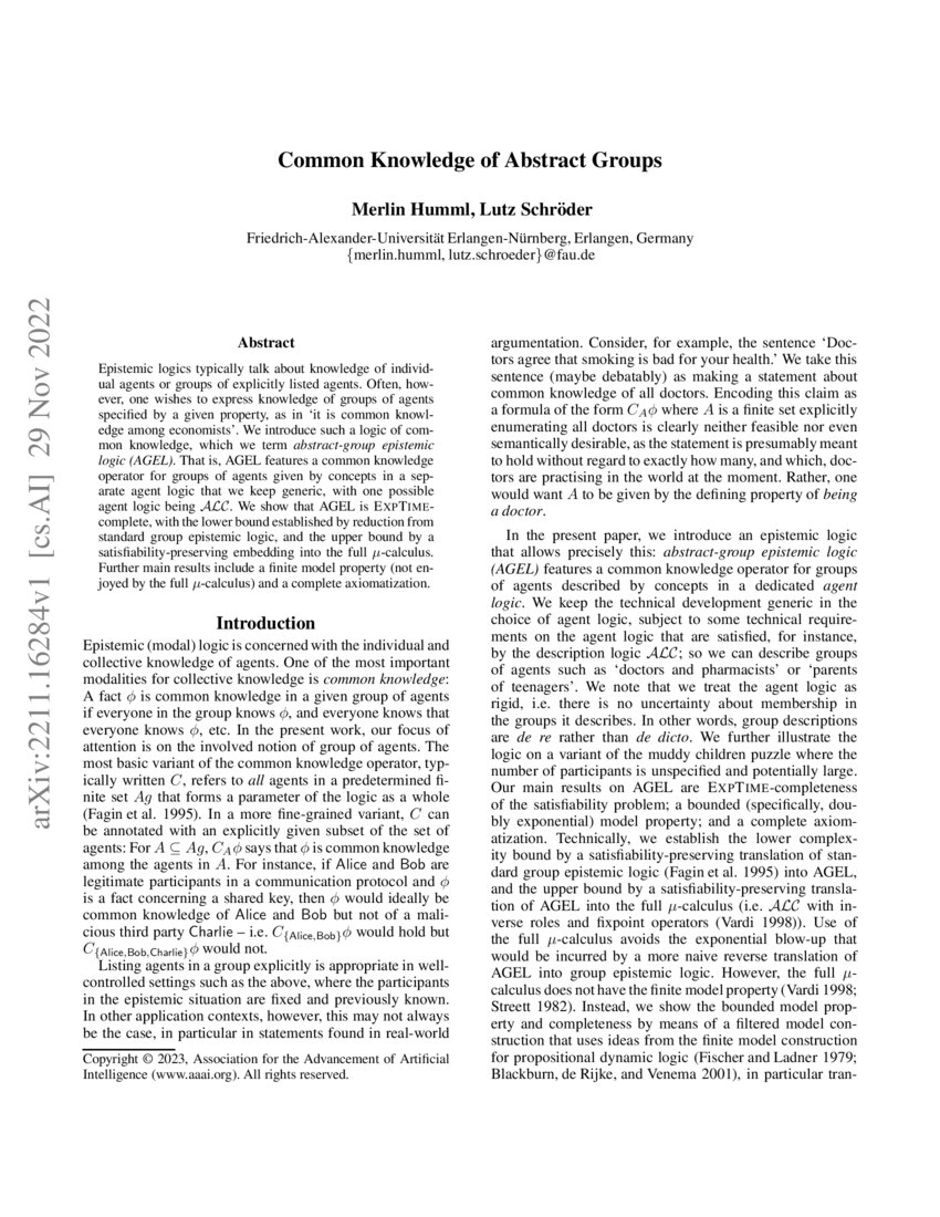 Common Knowledge of Abstract Groups DeepAI