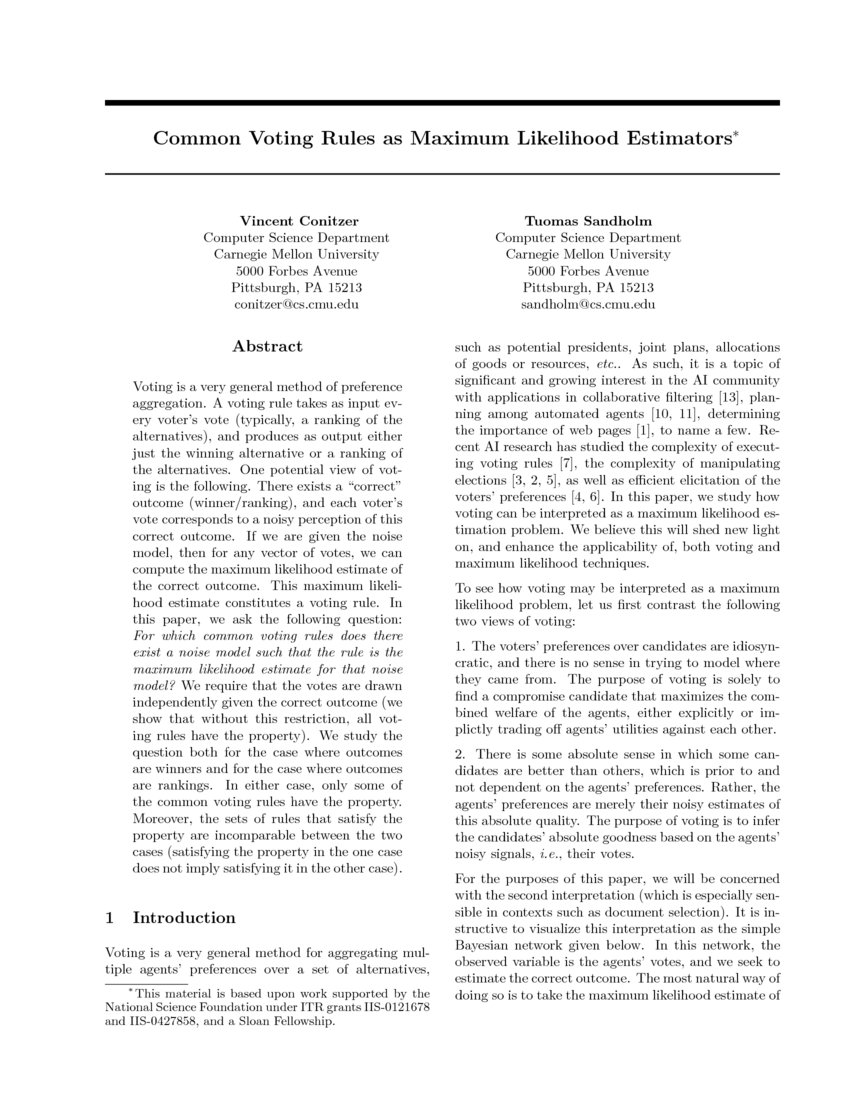 Common Voting Rules as Maximum Likelihood Estimators | DeepAI