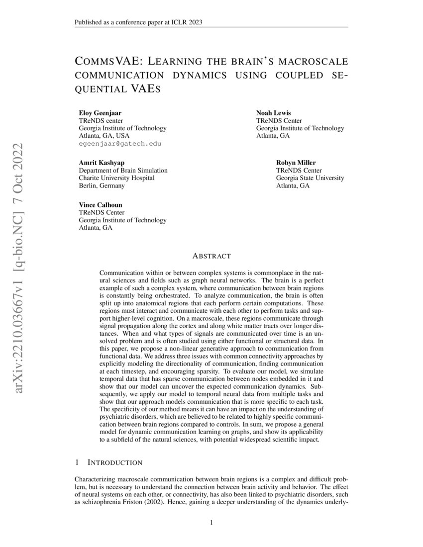 CommsVAE Learning the brain's macroscale communication dynamics using