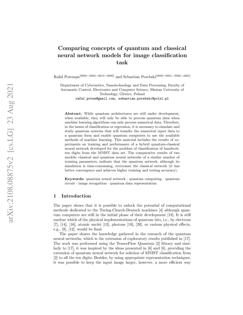 Comparing concepts of quantum and classical neural network models for ...